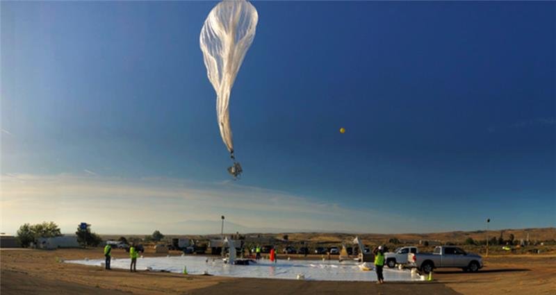 Photo of a High Altitude balloon Launch with a payload.