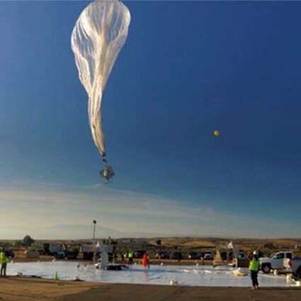 Photo of a High Altitude balloon Launch with a payload.